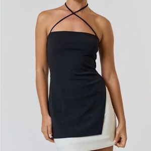 Side slit top with halter tie